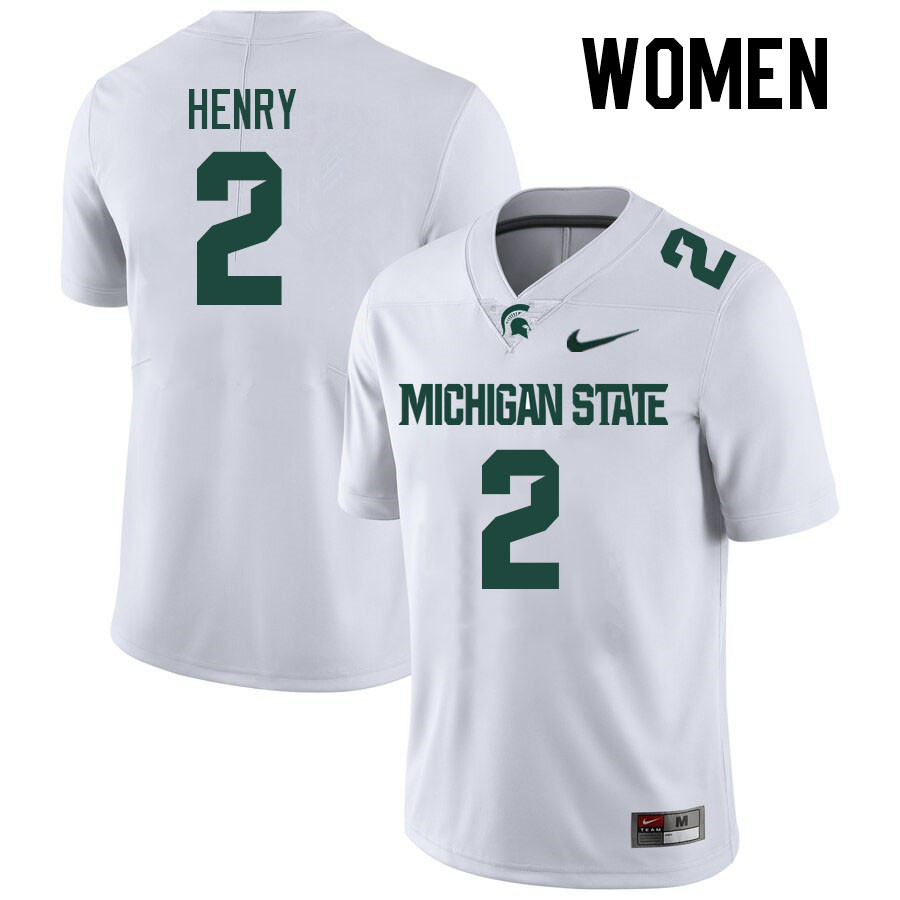 Women #2 Tyrell Henry Michigan State Spartans College Football Jerseys Stitched-White